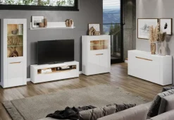 Sideboard Marlon Eiche Evoke Coast Nachbildung weiß Hochglanz B/H/T: ca. 150x84x40 cm