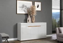 Sideboard Marlon Eiche Evoke Coast Nachbildung weiß Hochglanz B/H/T: ca. 150x84x40 cm