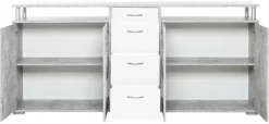 Sideboard Maximo Beton Optik weiß B/H/T: ca. 208x94x38 cm