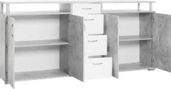 Sideboard Maximo Beton Optik weiß B/H/T: ca. 208x94x38 cm