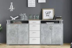 Sideboard Maximo Beton Optik weiß B/H/T: ca. 208x94x38 cm