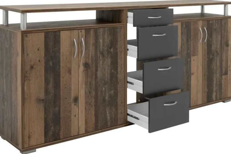 Sideboard Maximo Old Wood Nachbildung anthrazit B/H/T: ca. 208x94x38 cm