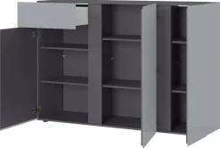 Sideboard Mesa Graphit Nachbildung Silbergrau Hochglanz B/H/T: ca. 152x103x43 cm