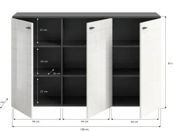 Sideboard Monte anthrazit weiß Hochglanz B/H/T: ca. 138x86x37 cm