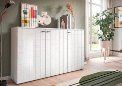 Sideboard Monte weiß weiß Hochglanz B/H/T: ca. 138x86x37 cm