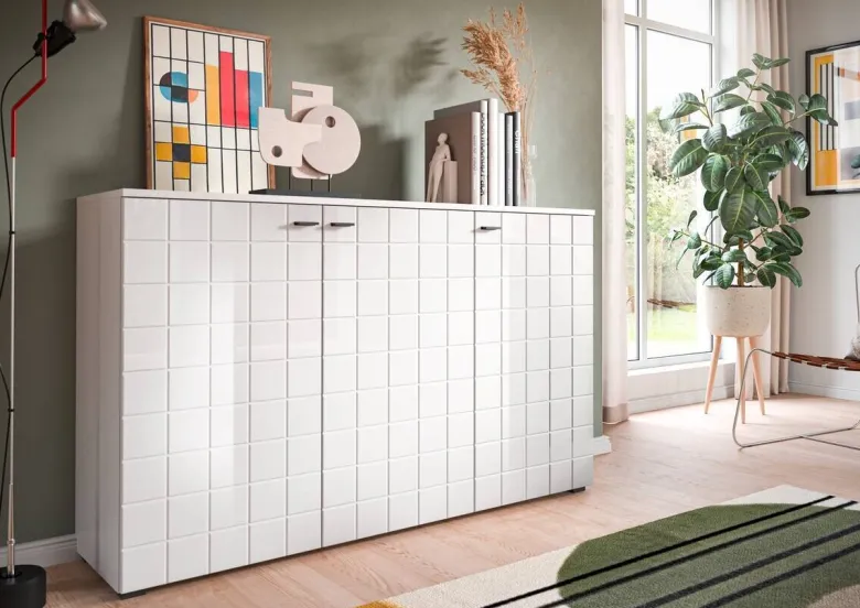 Sideboard Monte weiß weiß Hochglanz B/H/T: ca. 138x86x37 cm