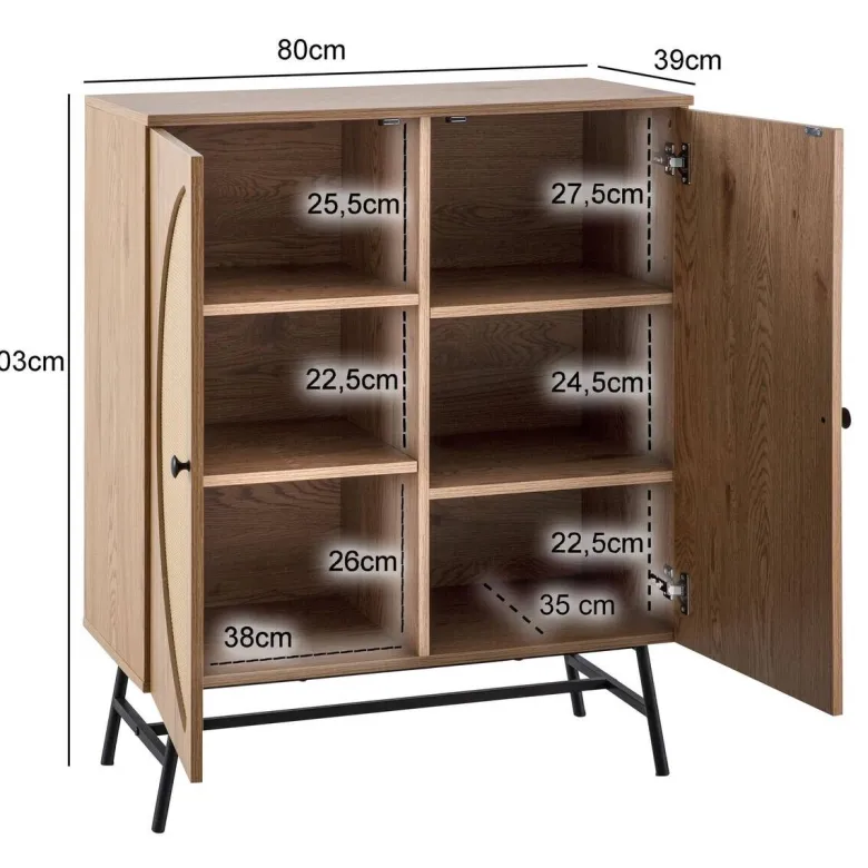 Sideboard natur Eiche Optik B/H/T: ca. 80x103x39 cm