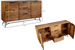 Sideboard natur schwarz B/H/T: ca. 160x88x40 cm