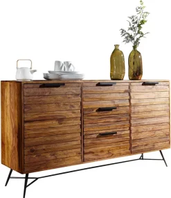 Sideboard natur schwarz B/H/T: ca. 160x88x40 cm