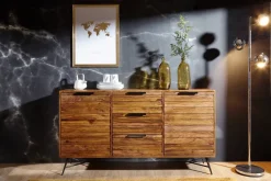 Sideboard natur schwarz B/H/T: ca. 160x88x40 cm