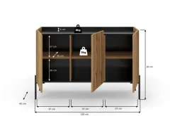 Sideboard Neo Evoke Oak Nachbildung schwarz B/H/T: ca. 120x81x40 cm