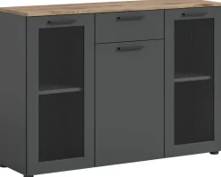 Sideboard Niklas anthrazit Eiche Nox Oak Nachbildung B/H/T: ca. 120x84x35 cm