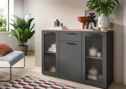 Sideboard Niklas anthrazit Eiche Nox Oak Nachbildung B/H/T: ca. 120x84x35 cm