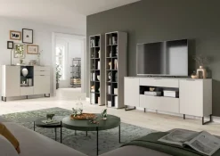 Sideboard Noida Kaschmirgrau Nachbildung schwarz B/H/T: ca. 80x185x41 cm