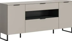 Sideboard Noida Kaschmirgrau Nachbildung schwarz B/H/T: ca. 80x185x41 cm