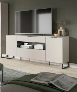 Sideboard Noida Kaschmirgrau Nachbildung schwarz B/H/T: ca. 80x185x41 cm