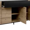 Sideboard Nola Eiche Artisan Nachbildung schwarz B/H/T: ca. 180x90x42 cm