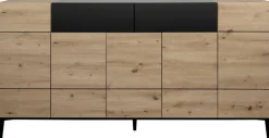 Sideboard Nola Eiche Artisan Nachbildung schwarz B/H/T: ca. 180x90x42 cm