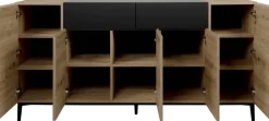 Sideboard Nola Eiche Artisan Nachbildung schwarz B/H/T: ca. 180x90x42 cm