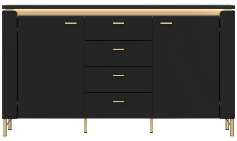Sideboard Norica schwarz matt gold Optik B/H/T: ca. 155x87x40 cm