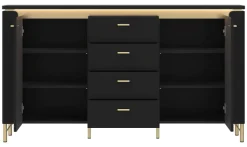 Sideboard Norica schwarz matt gold Optik B/H/T: ca. 155x87x40 cm