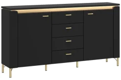 Sideboard Norica schwarz matt gold Optik B/H/T: ca. 155x87x40 cm