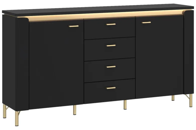 Sideboard Norica schwarz matt gold Optik B/H/T: ca. 155x87x40 cm