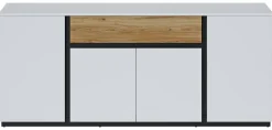 Sideboard Novena weiß Eiche Catania Nachbildung schwarz matt B/H/T: ca. 209x87x40 cm