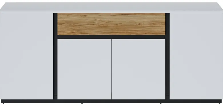 Sideboard Novena weiß Eiche Catania Nachbildung schwarz matt B/H/T: ca. 209x87x40 cm