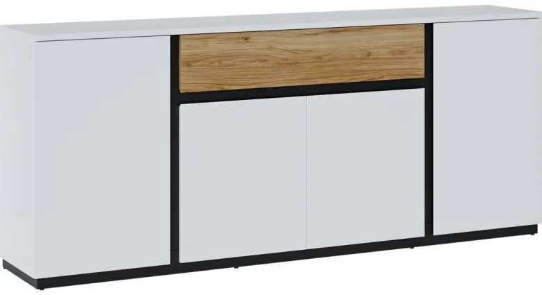 Sideboard Novena weiß Eiche Catania Nachbildung schwarz matt B/H/T: ca. 209x87x40 cm