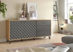 Sideboard PRISMA Artisan Oak Nachbildung anthrazit matt B/H/T: ca. 170x76x40 cm