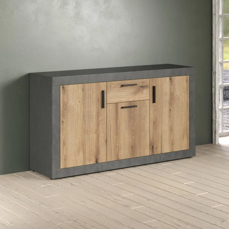 Sideboard Salvada Eiche Evoke Coast Nachbildung anthrazit B/H/T: ca. 149x83x40 cm