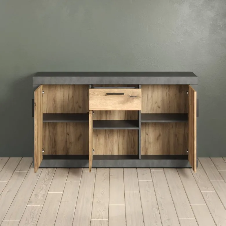 Sideboard Salvada Eiche Evoke Coast Nachbildung anthrazit B/H/T: ca. 149x83x40 cm