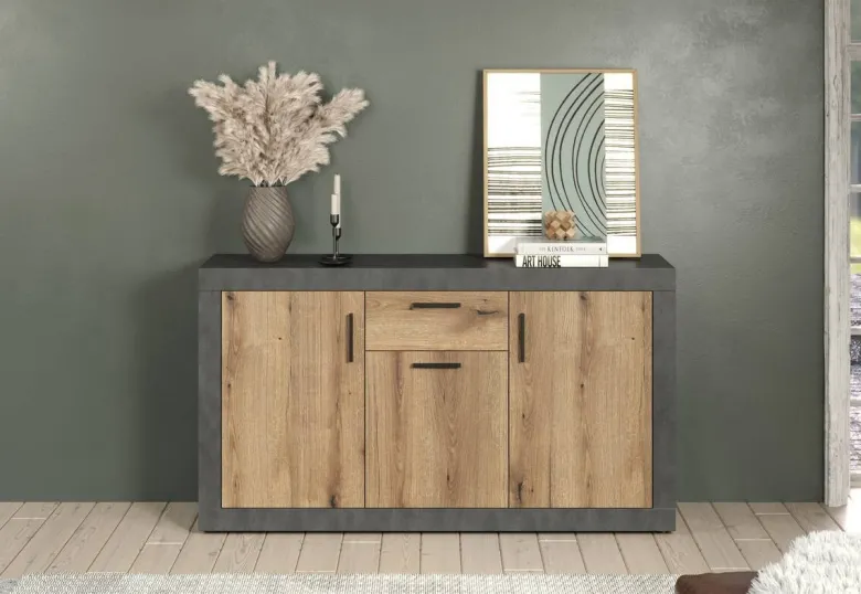 Sideboard Salvada Eiche Evoke Coast Nachbildung anthrazit B/H/T: ca. 149x83x40 cm