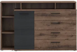 Sideboard schlamm schwarz Eiche Nachbildung B/H/T: ca. 153,1x98,5x41,3 cm