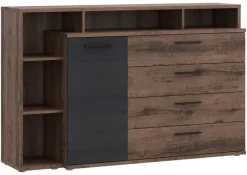 Sideboard schlamm schwarz Eiche Nachbildung B/H/T: ca. 153,1x98,5x41,3 cm