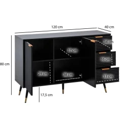 Sideboard schwarz B/H/T: ca. 120x80x40 cm