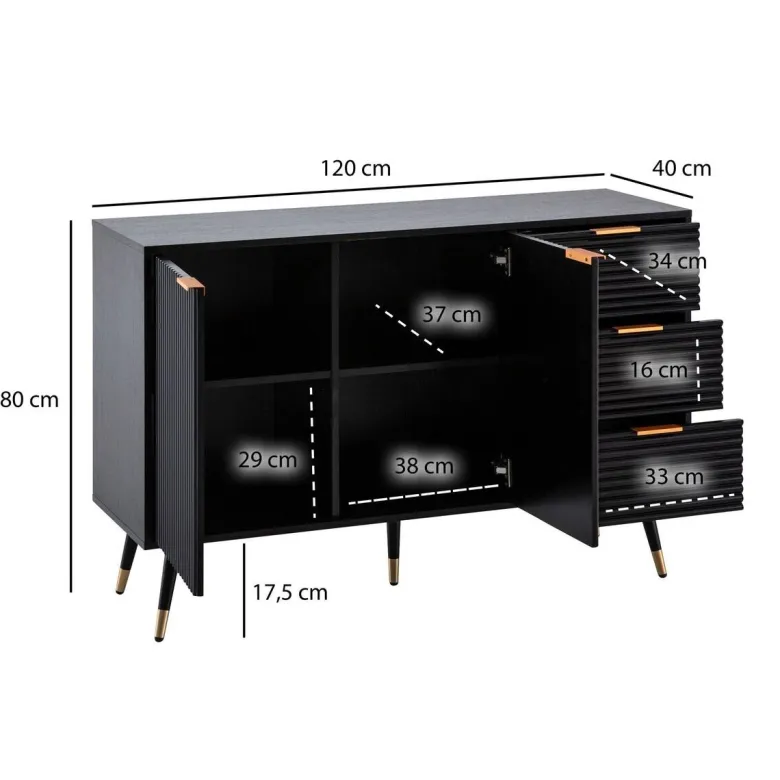 Sideboard schwarz B/H/T: ca. 120x80x40 cm