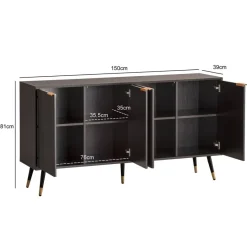 Sideboard schwarz B/H/T: ca. 150x81x39 cm