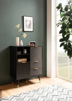 Sideboard schwarz B/H/T: ca. 77x97x40 cm