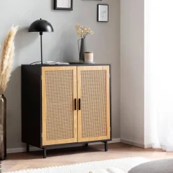 Sideboard schwarz Eiche Optik B/H/T: ca. 80x86,5x40 cm