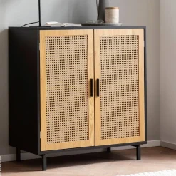 Sideboard schwarz Eiche Optik B/H/T: ca. 80x86,5x40 cm