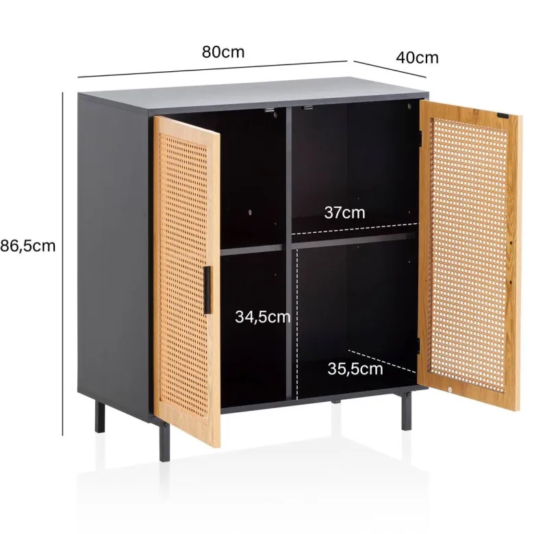 Sideboard schwarz Eiche Optik B/H/T: ca. 80x86,5x40 cm