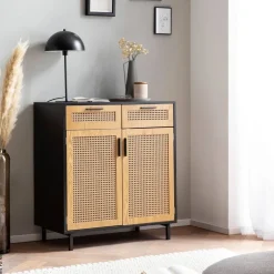 Sideboard schwarz Eiche Optik B/H/T: ca. 80x86,5x40 cm