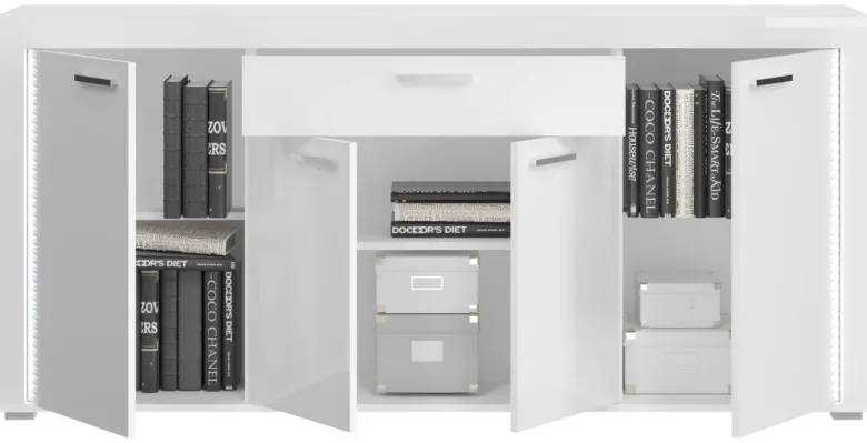 Sideboard Skylight weiß weiß Hochglanz B/H/T: ca. 182x84x42 cm
