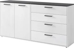 Sideboard Smart 1 Massivholz kiefer weiß schwarz B/H/T: ca. 180x89x40 cm