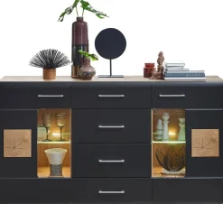 Sideboard Sonate Eiche Nachbildung schwarz matt B/H/T: ca. 170x93x40 cm