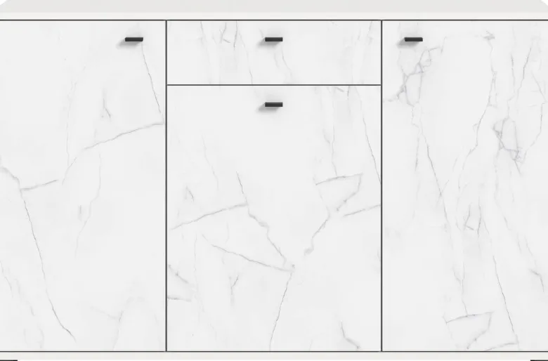 Sideboard Stone weiß Marmoroptik B/H/T: ca. 139x88x41 cm