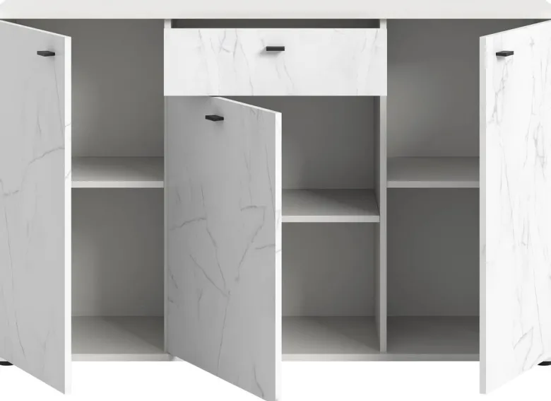 Sideboard Stone weiß Marmoroptik B/H/T: ca. 139x88x41 cm