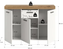 Sideboard Sunset weiß B/H/T: ca. 125x86x37 cm